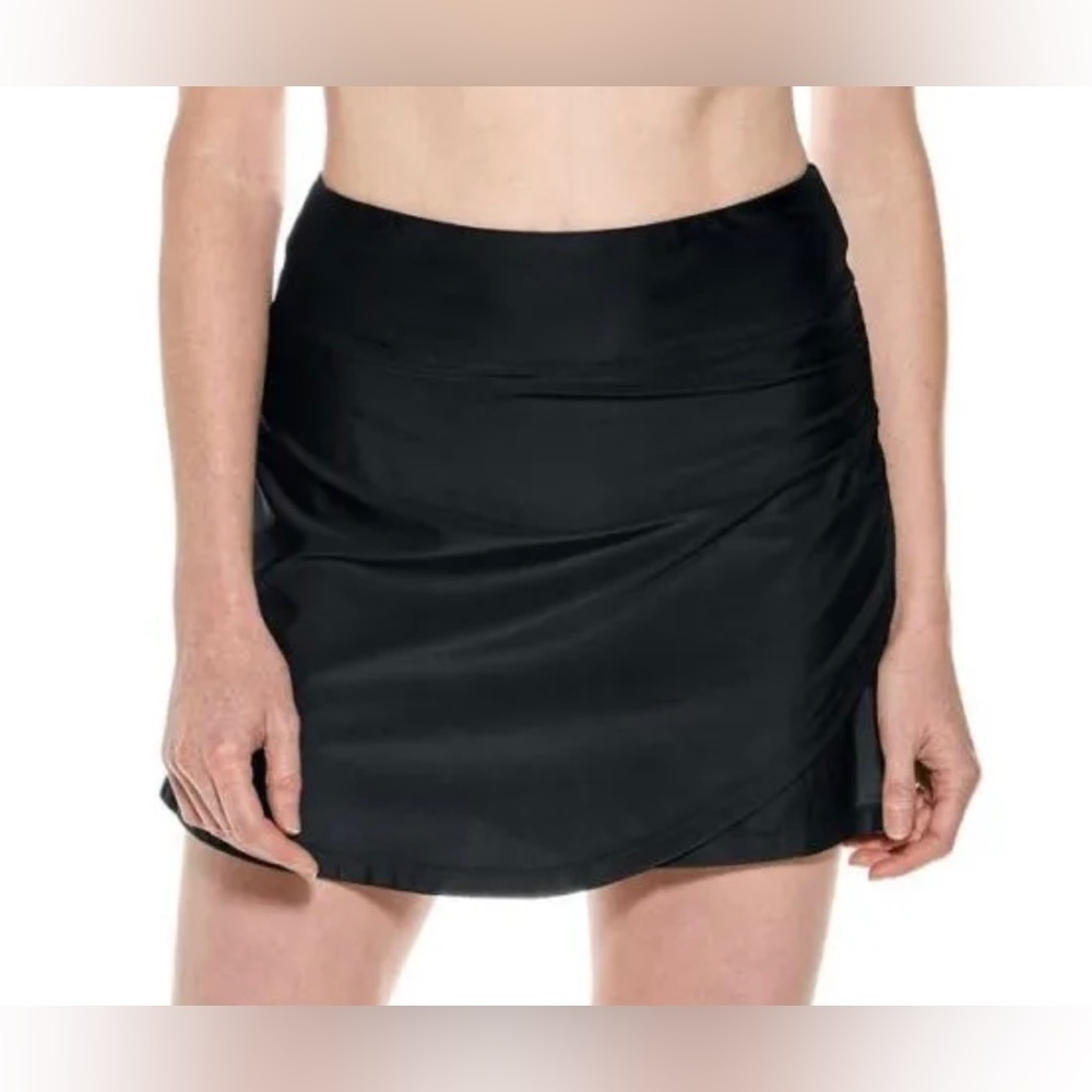 NWT Coolibar Women’s Big Wave Swim Skort UPF 50+ Black Size L